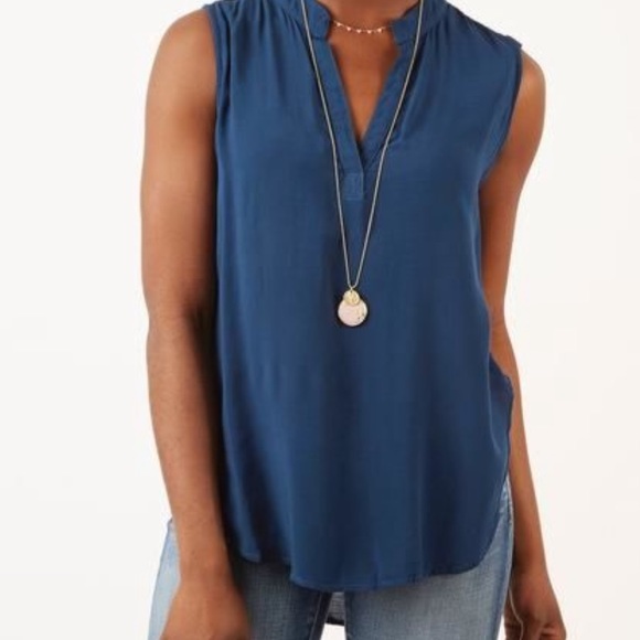 Cloth & Stone Sleeveless Coral Henley Med NWT - Picture 3 of 3